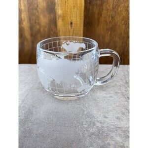 1970 Vintage Nestle Nescafe World Globe Frosted Glass Coffee Mug Cup